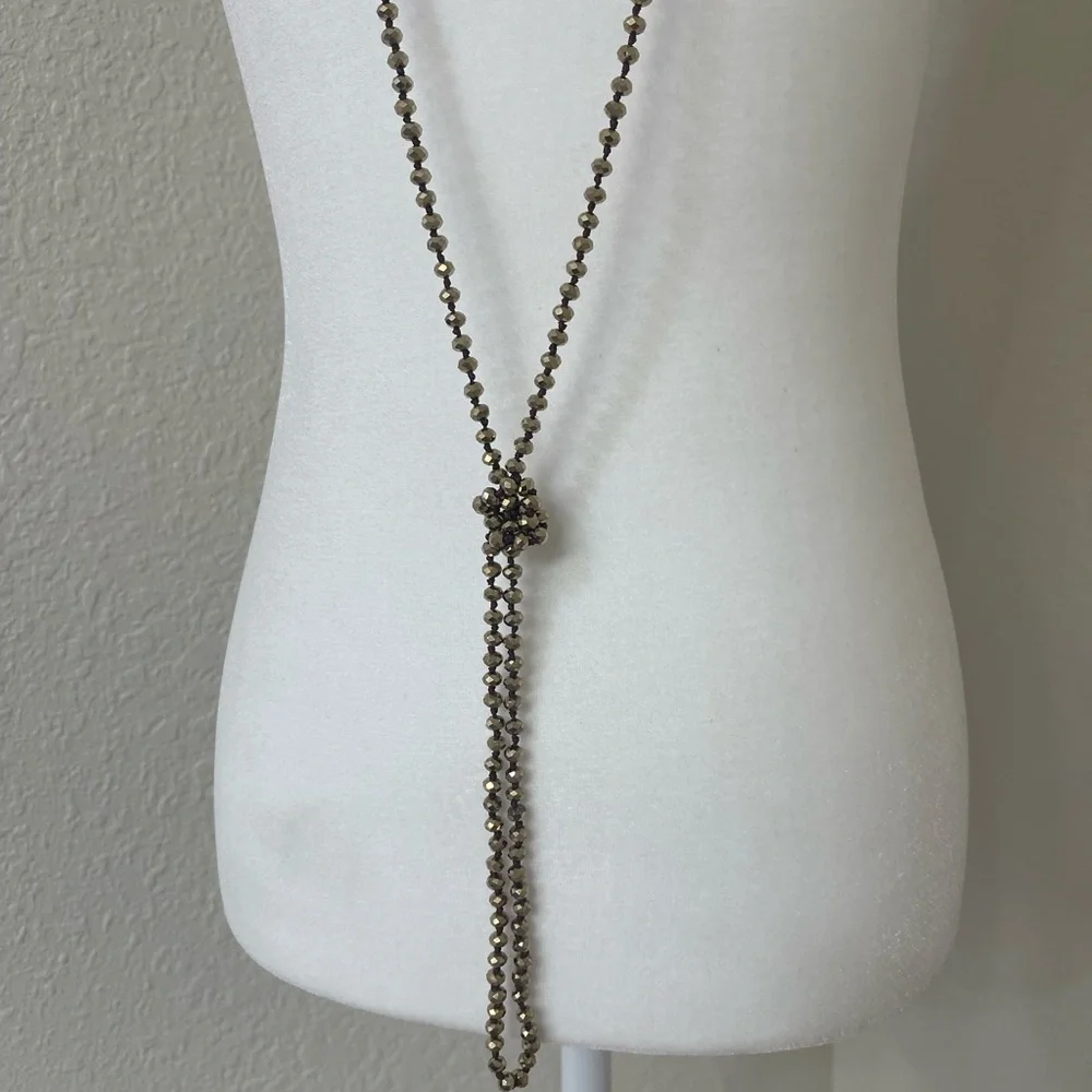 Yellow, Blue, and Bronze Beaded Necklaces - Picture 7 of 9